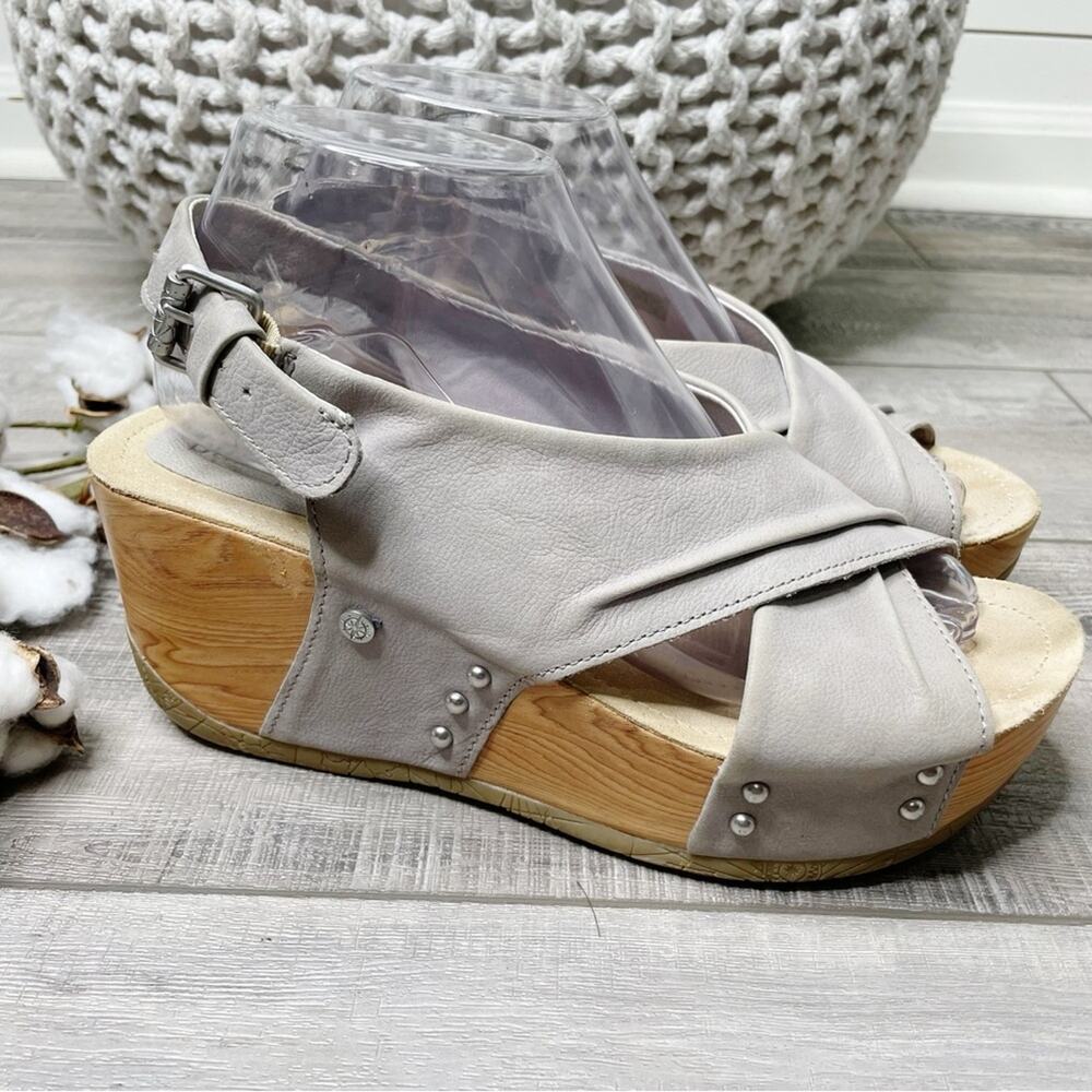 Bussola Formentera Slingback Leather Wedge Sandals Capretto Vapor Size 39